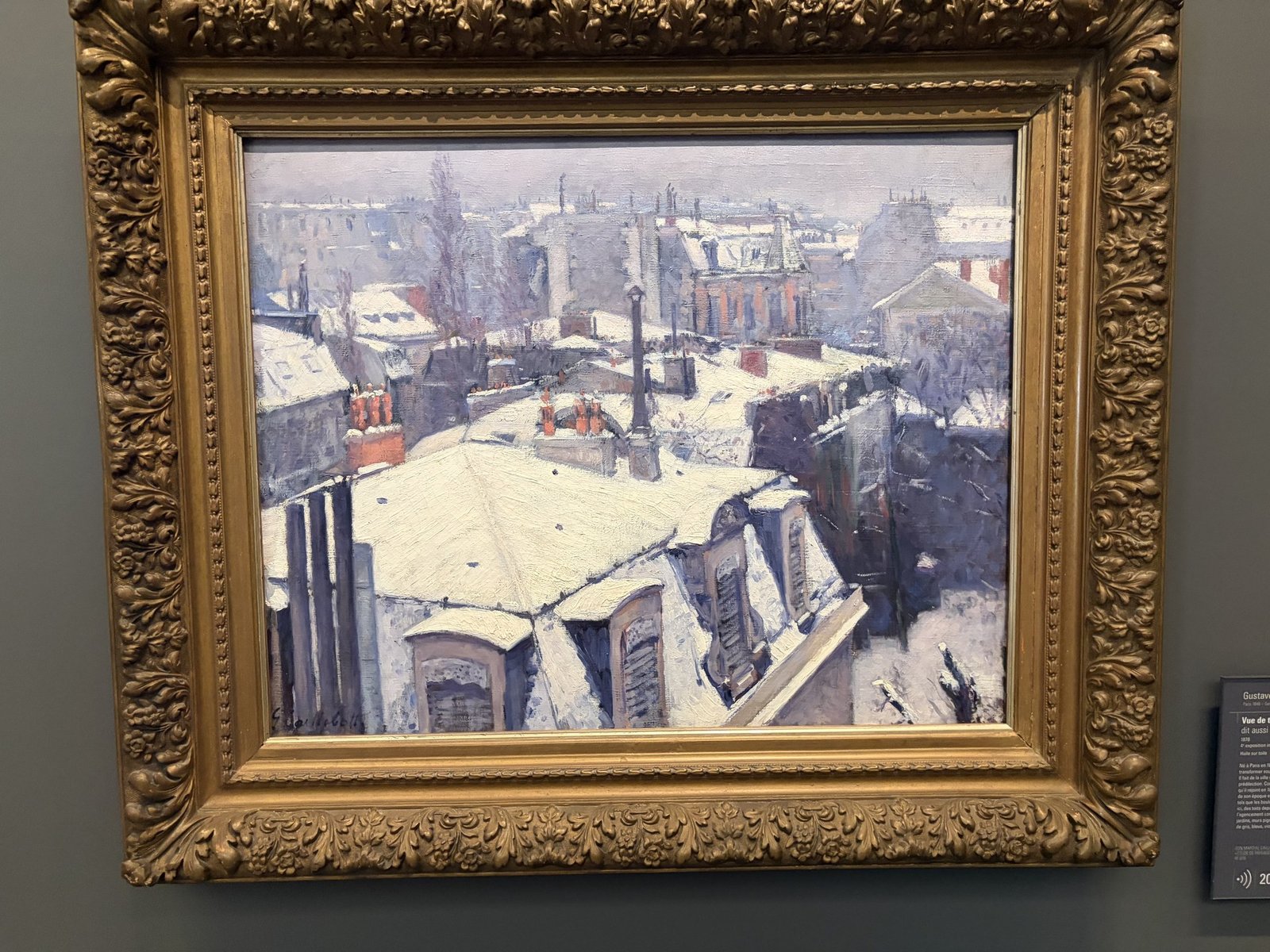 Tableau de Gustave Caillebotte représentant les toits de Paris sous la neige